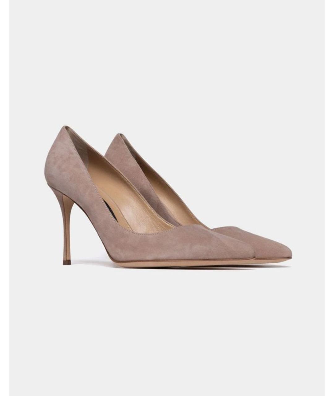 SERGIO ROSSI Бежевые замшевые туфли, фото 4