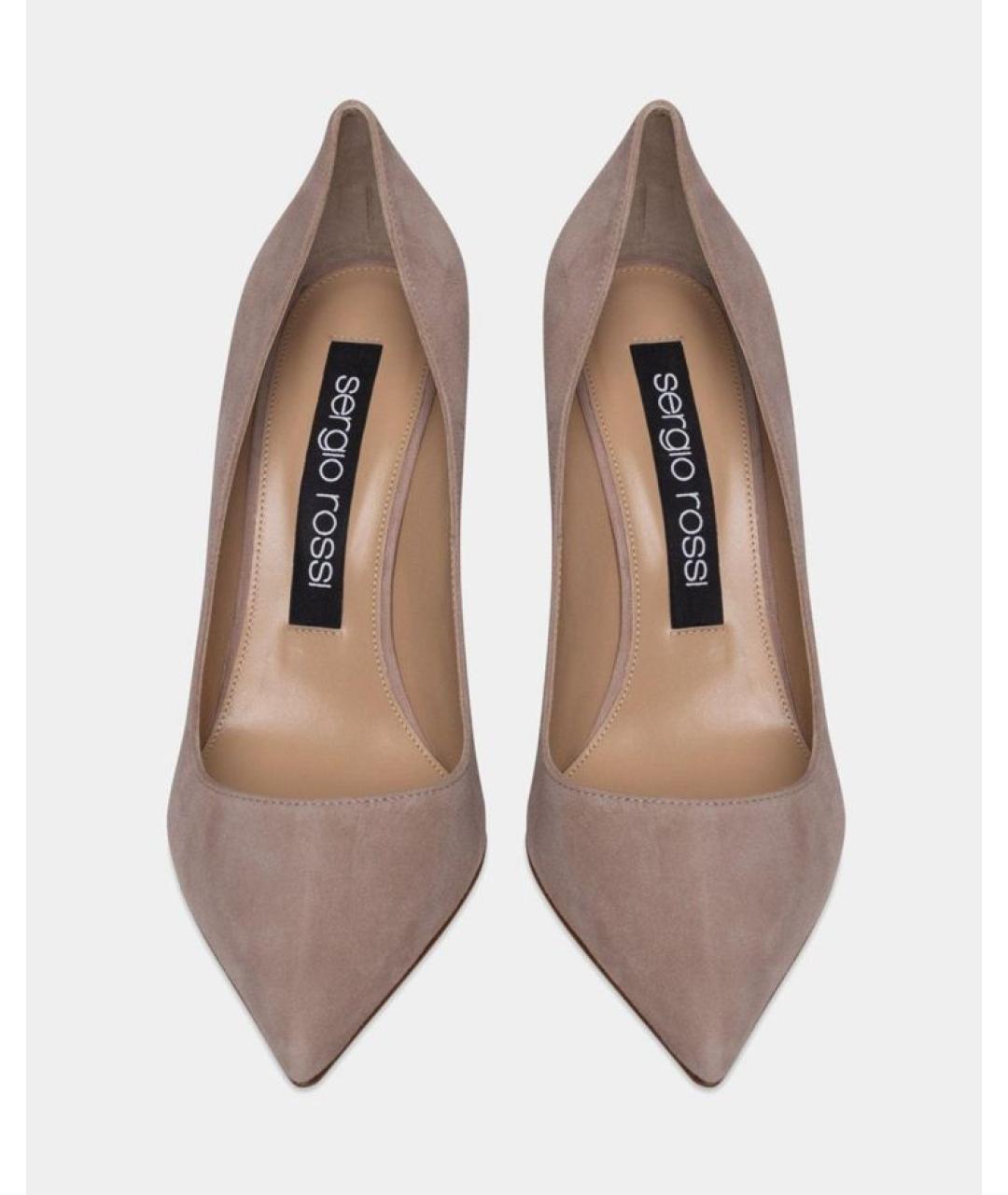 SERGIO ROSSI Бежевые замшевые туфли, фото 5