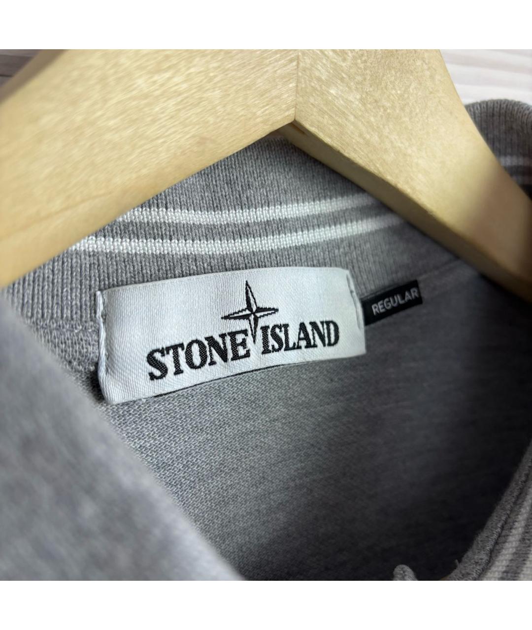STONE ISLAND Серое хлопковое поло с длинным рукавом, фото 3
