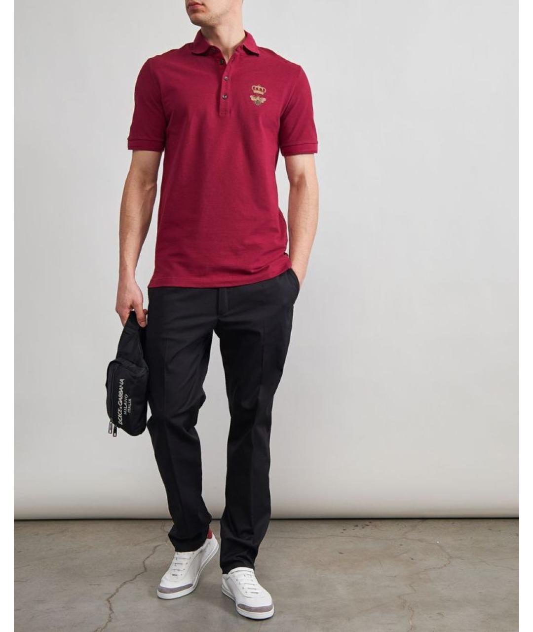 DOLCE&GABBANA Бордовое поло с коротким рукавом, фото 2