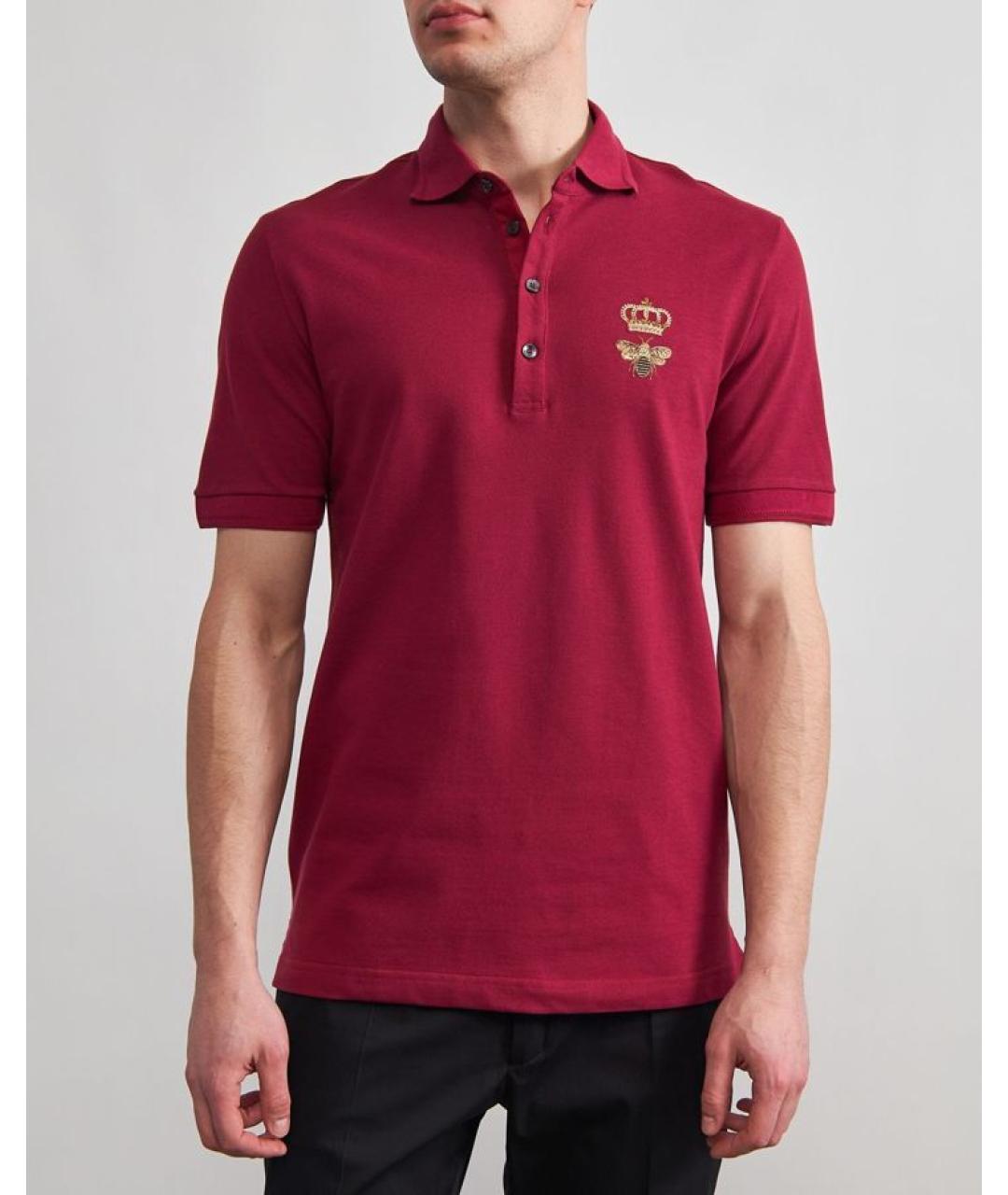 DOLCE&GABBANA Бордовое поло с коротким рукавом, фото 3