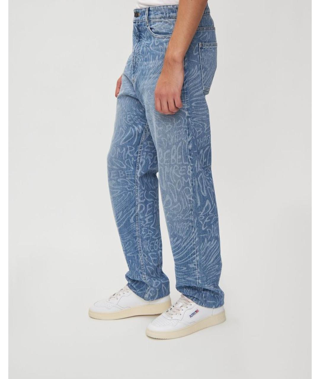 DOMREBEL Синие хлопковые прямые джинсы, фото 4