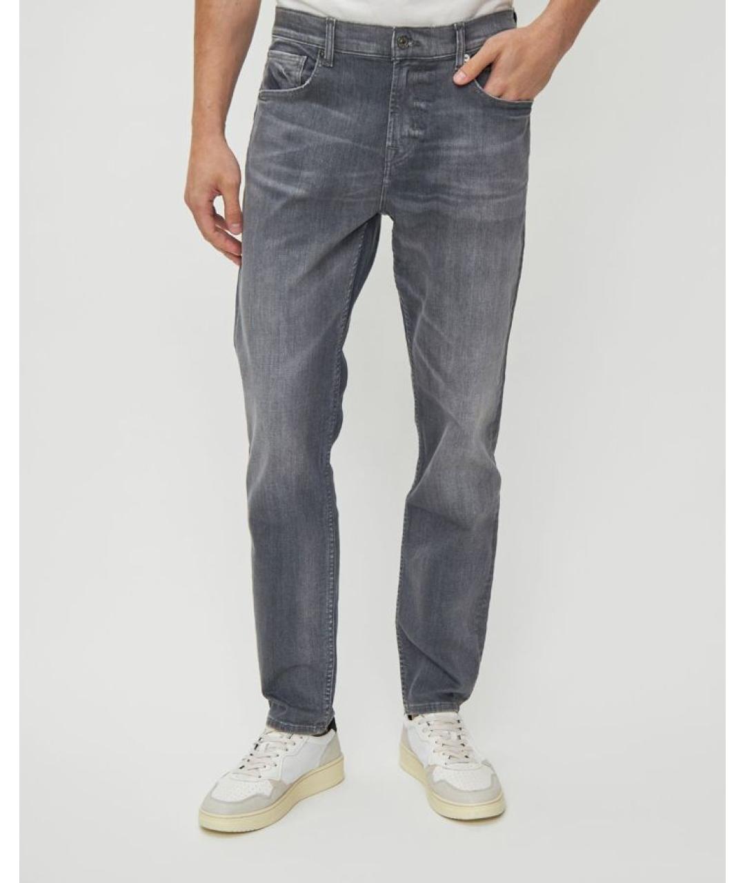 7 FOR ALL MANKIND Серые хлопковые прямые джинсы, фото 5