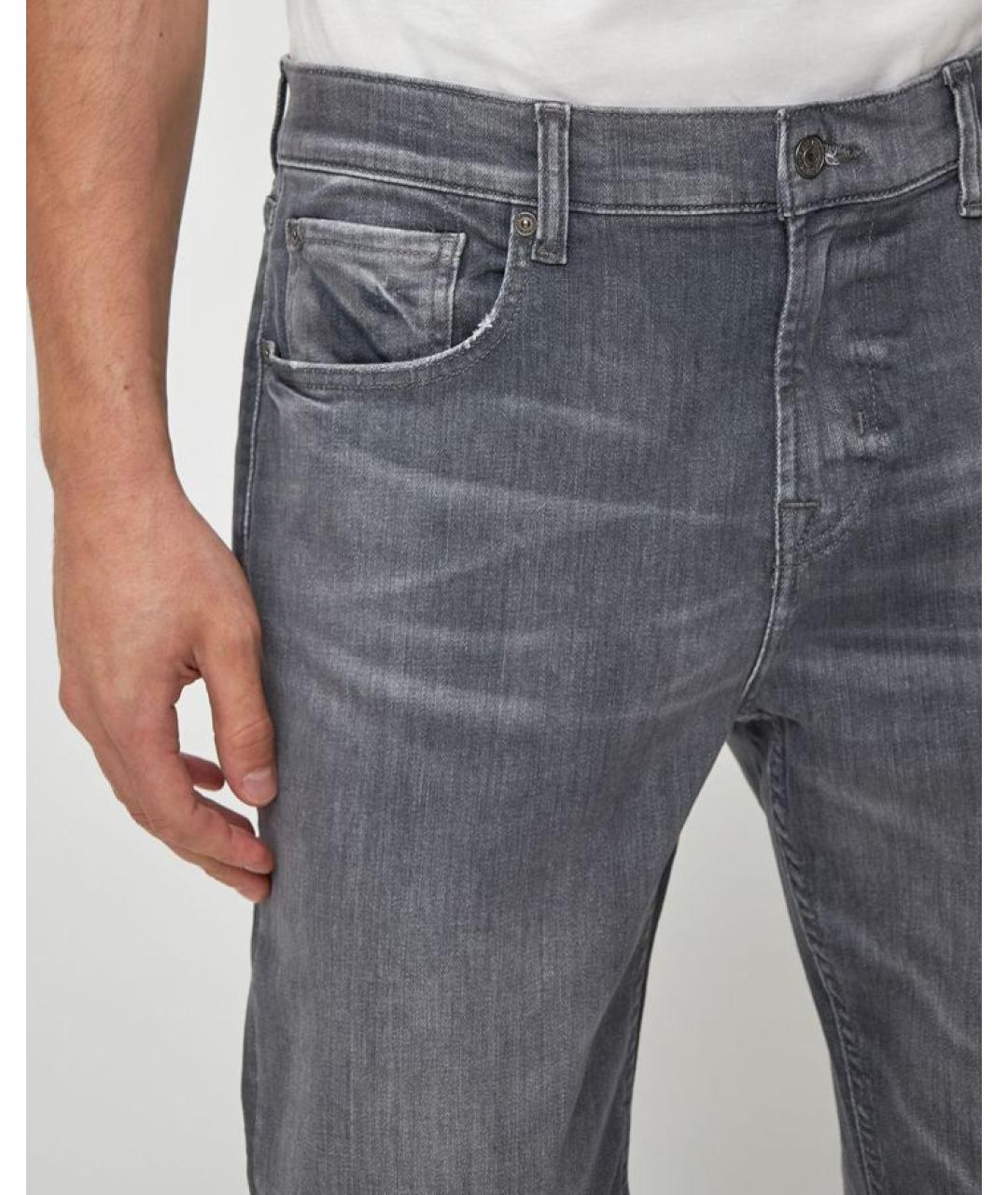 7 FOR ALL MANKIND Серые хлопковые прямые джинсы, фото 3