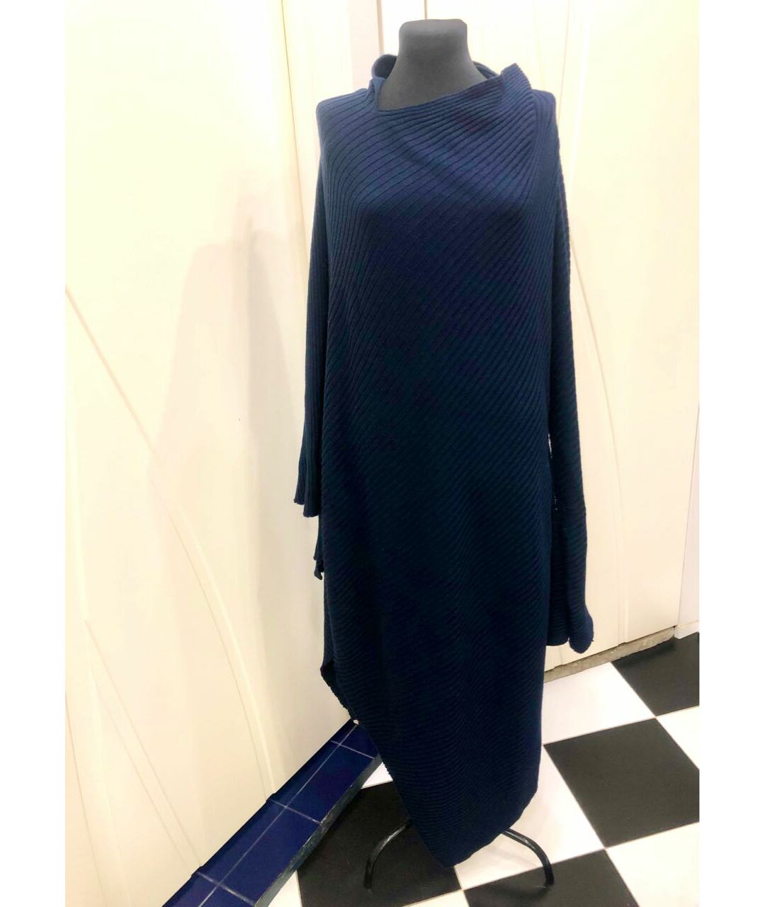 MARQUES' ALMEIDA Темно-синее шерстяное повседневное платье, фото 6