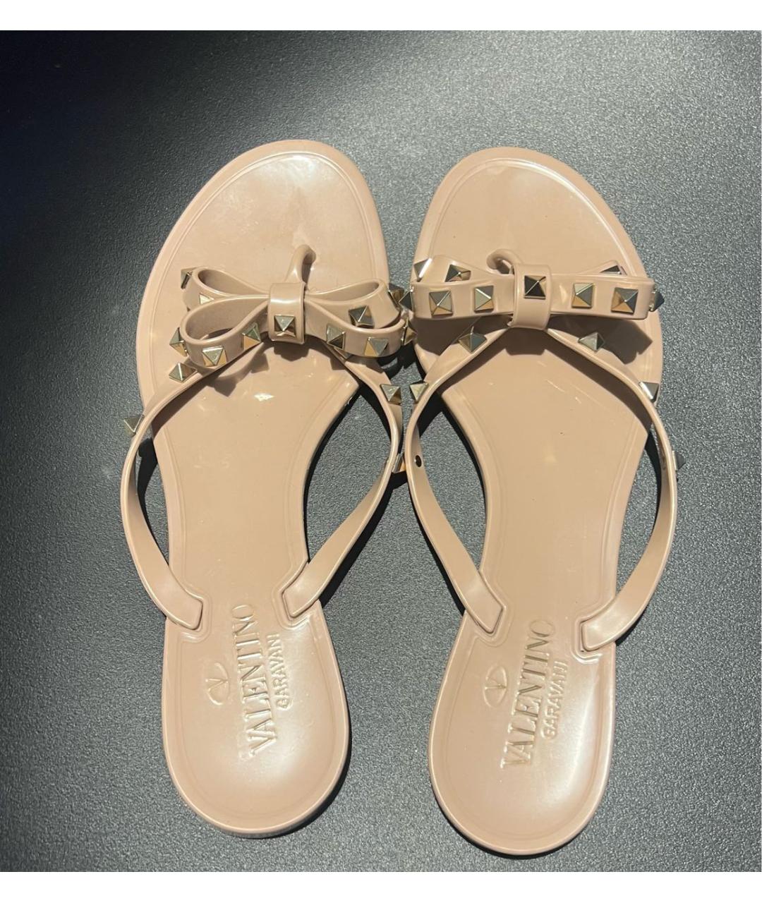 VALENTINO Розовые резиновые шлепанцы, фото 3