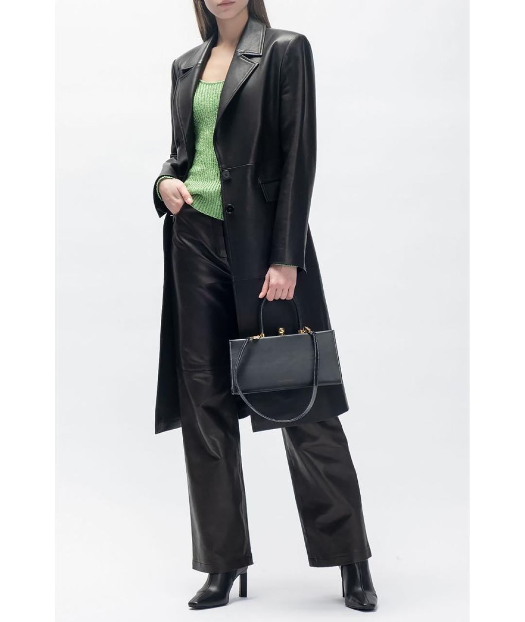 BATS Черное кожаное пальто, фото 2