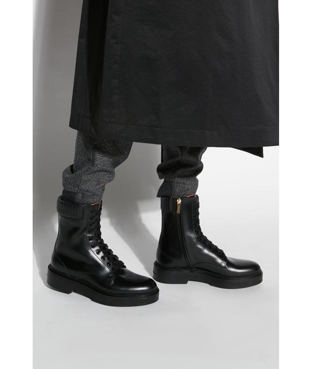 SANTONI Черные кожаные ботинки, фото 3