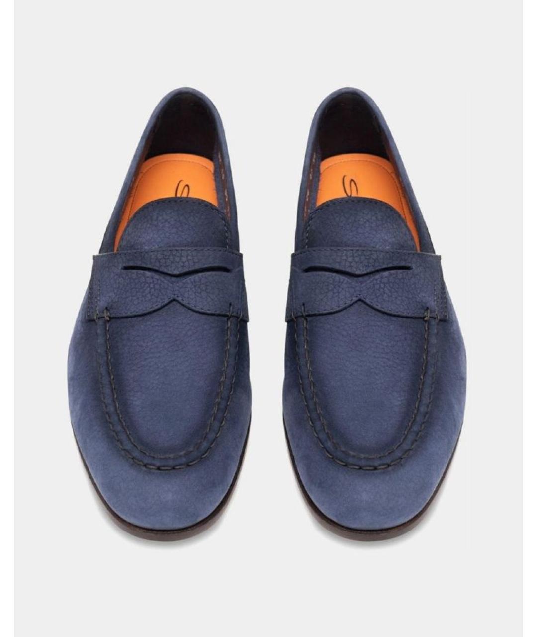 SANTONI Синие кожаные лоферы, фото 4