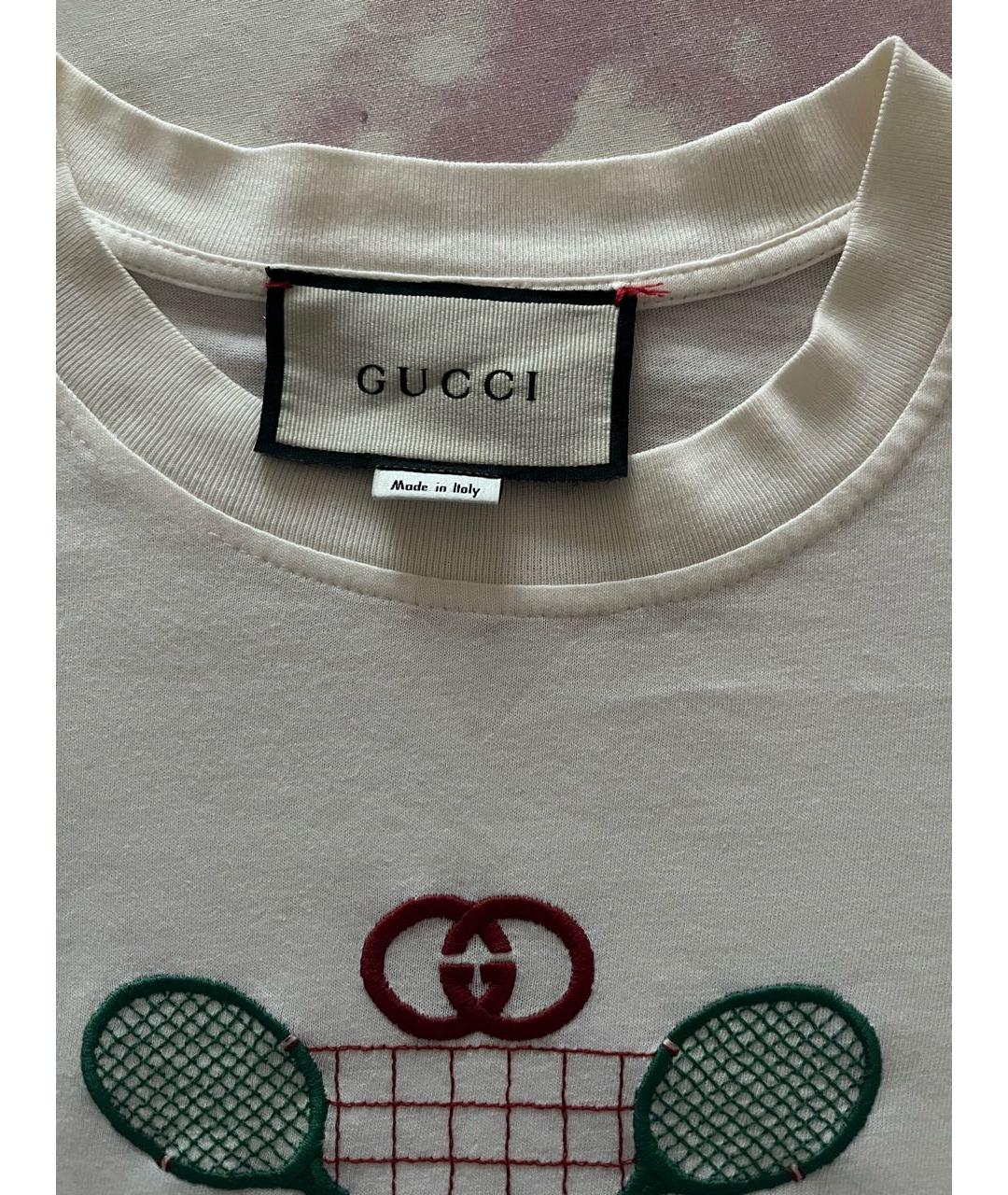 GUCCI Белая хлопковая футболка, фото 4