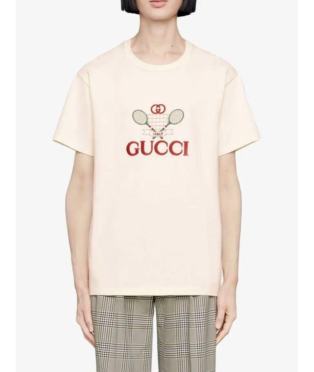 GUCCI Белая хлопковая футболка, фото 6