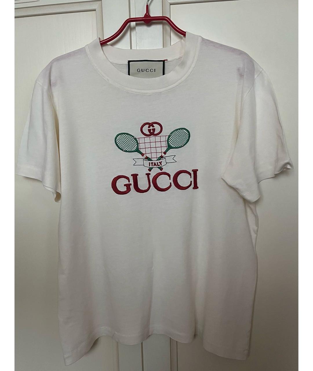GUCCI Белая хлопковая футболка, фото 2