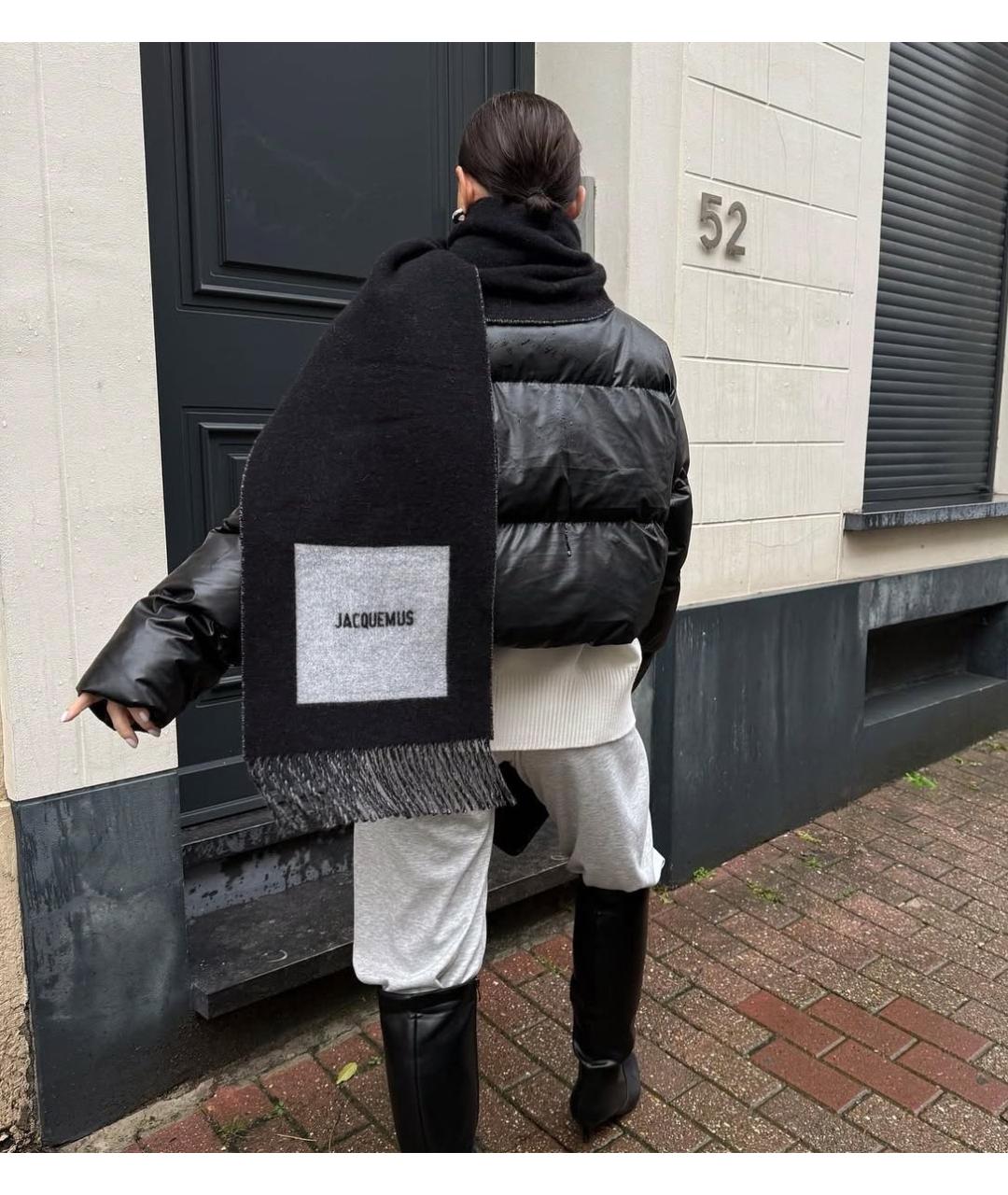 JACQUEMUS Черный шерстяной шарф, фото 3
