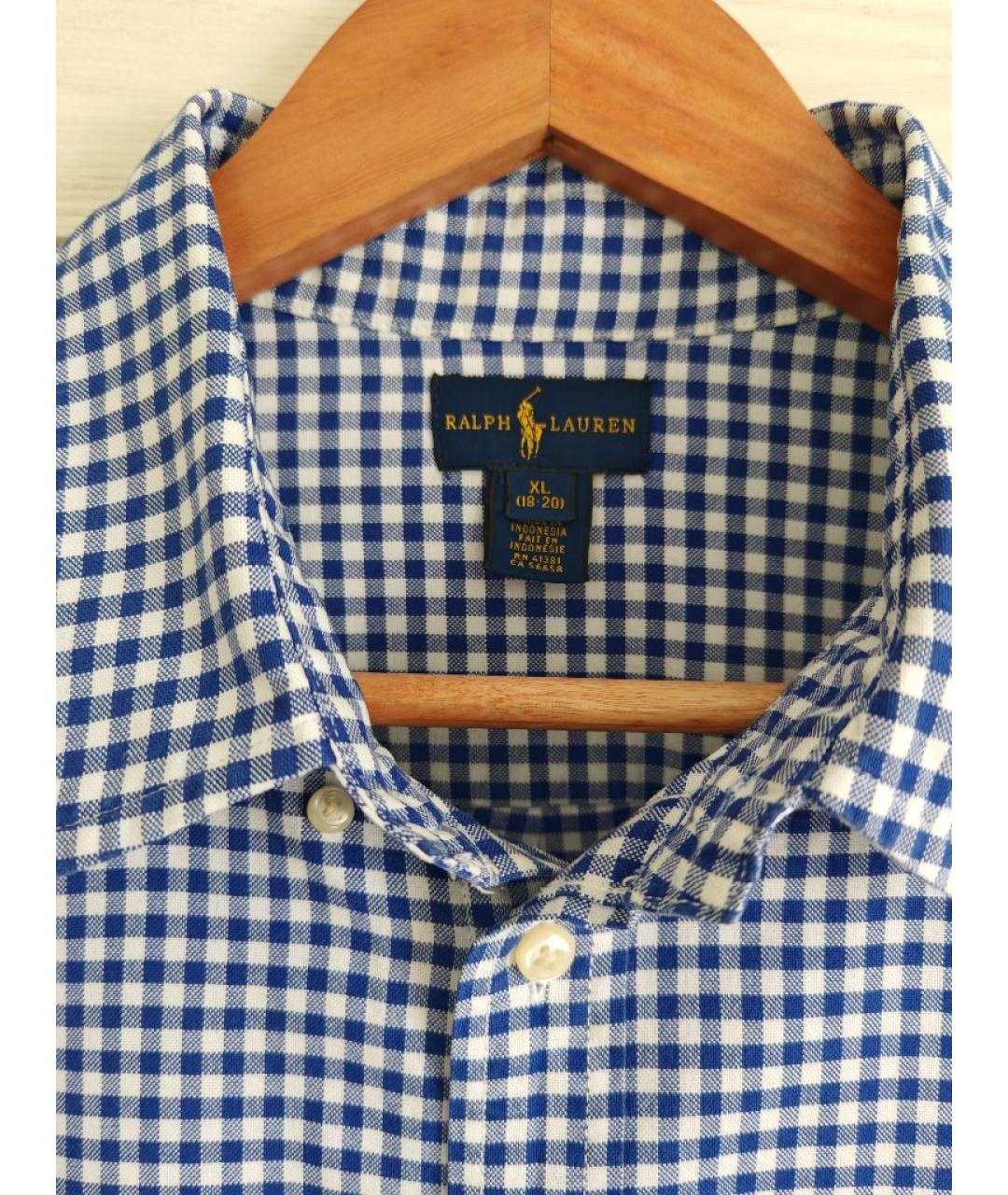 RALPH LAUREN Синяя хлопковая кэжуал рубашка, фото 4