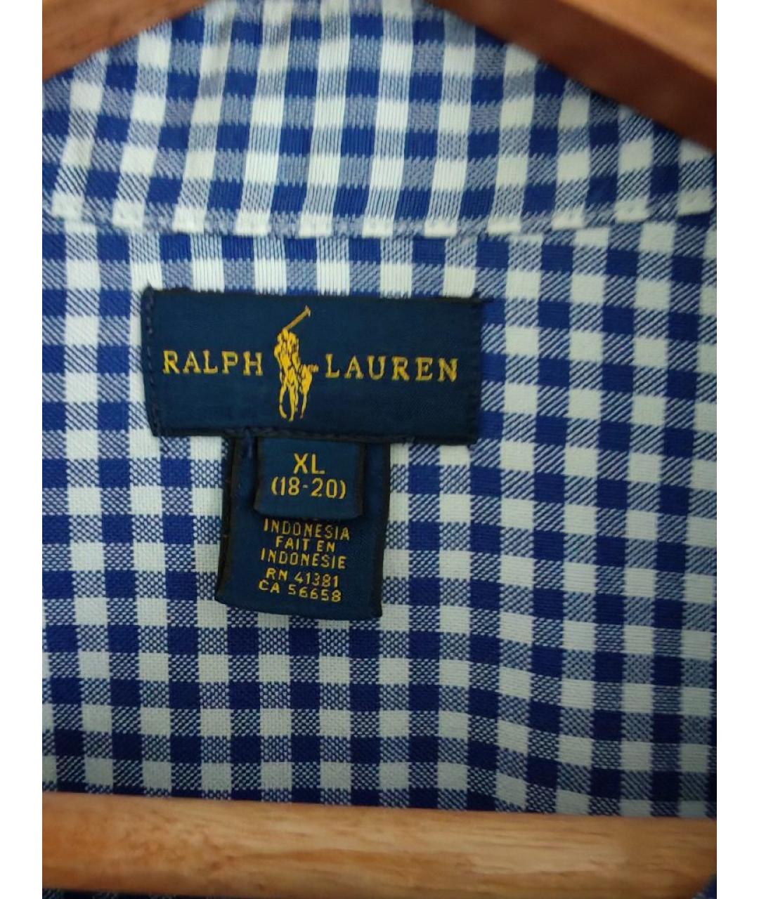 RALPH LAUREN Синяя хлопковая кэжуал рубашка, фото 3