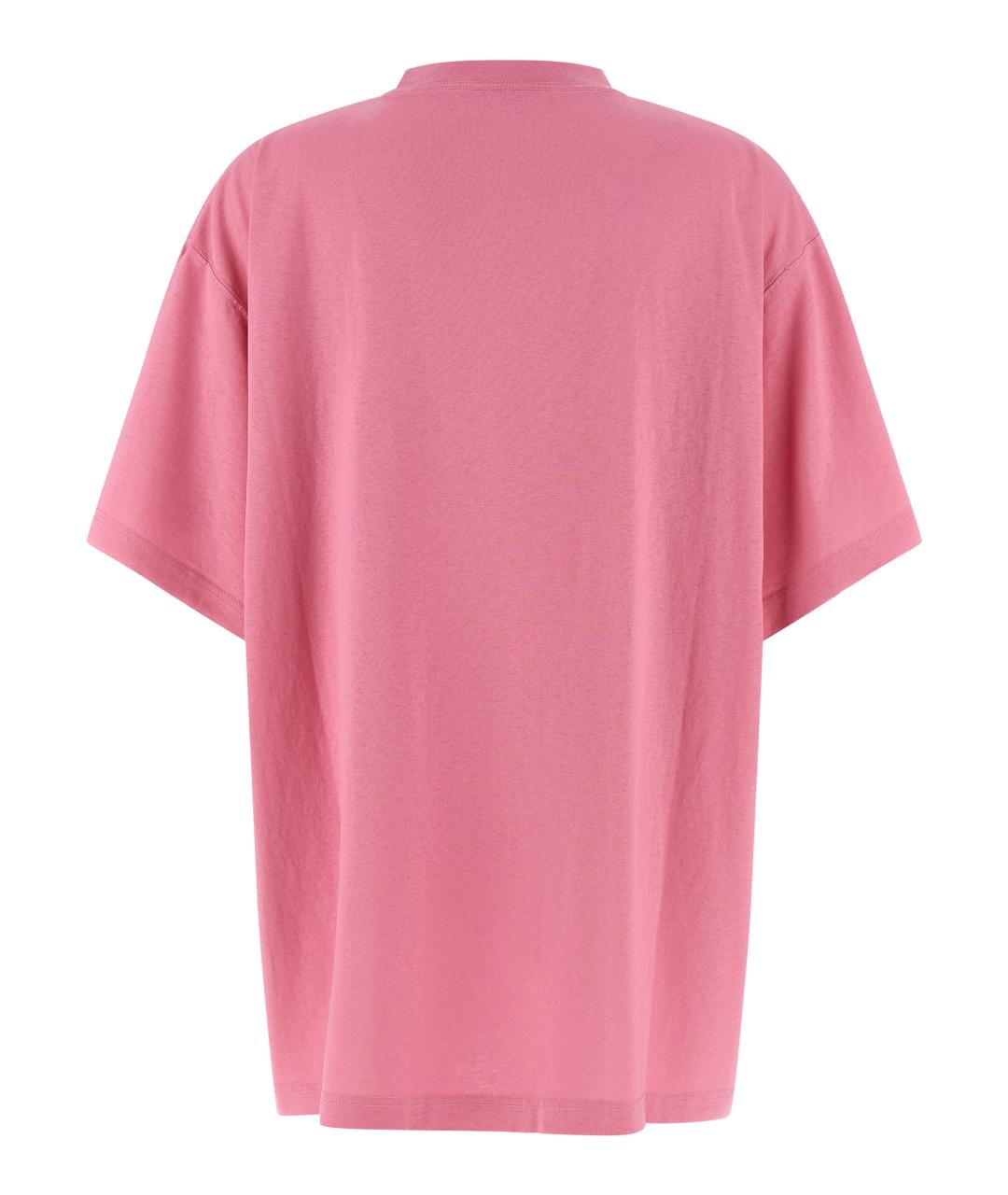 BALENCIAGA Розовая хлопковая футболка, фото 2