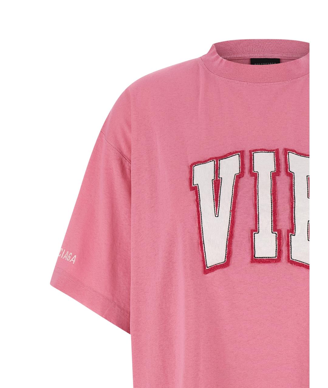 BALENCIAGA Розовая хлопковая футболка, фото 3