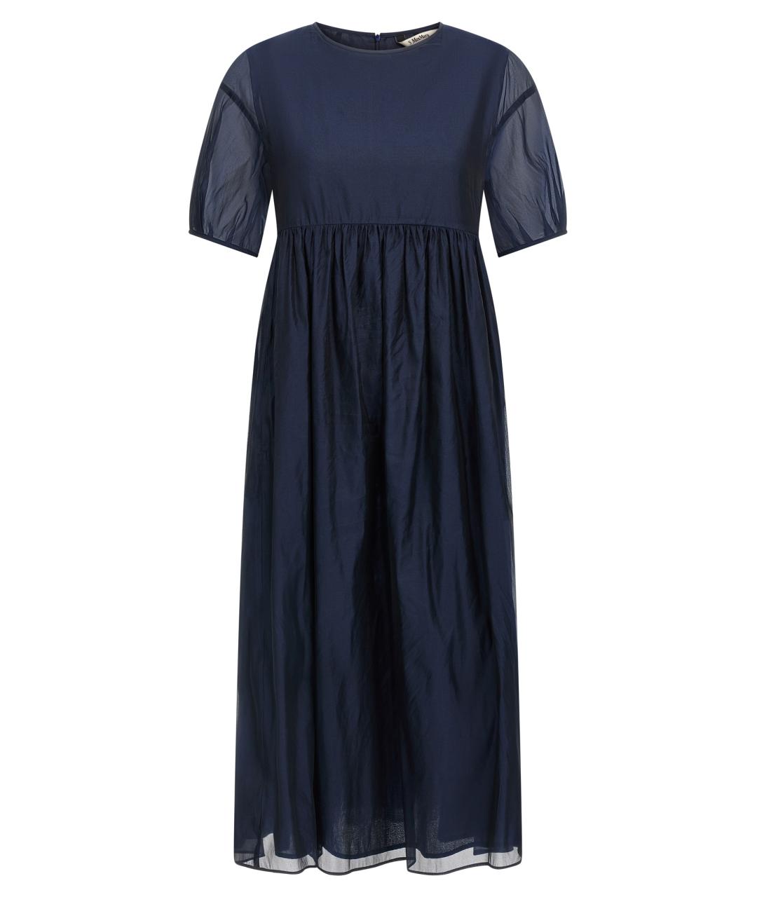 MAX MARA Темно-синее шелковое повседневное платье, фото 1
