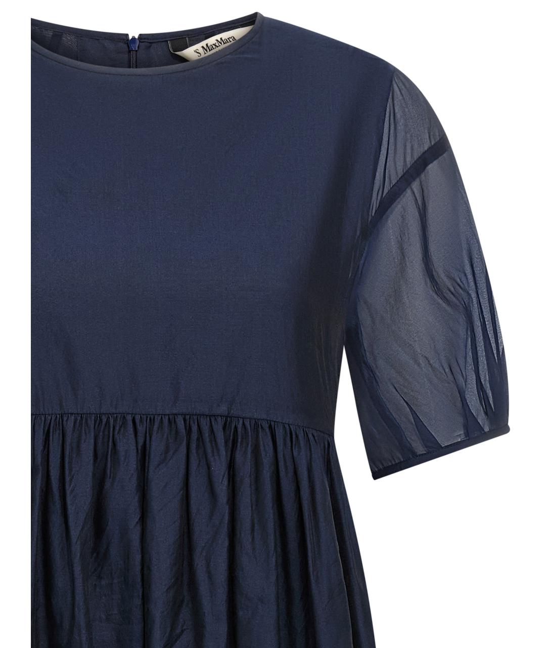MAX MARA Темно-синее шелковое повседневное платье, фото 3