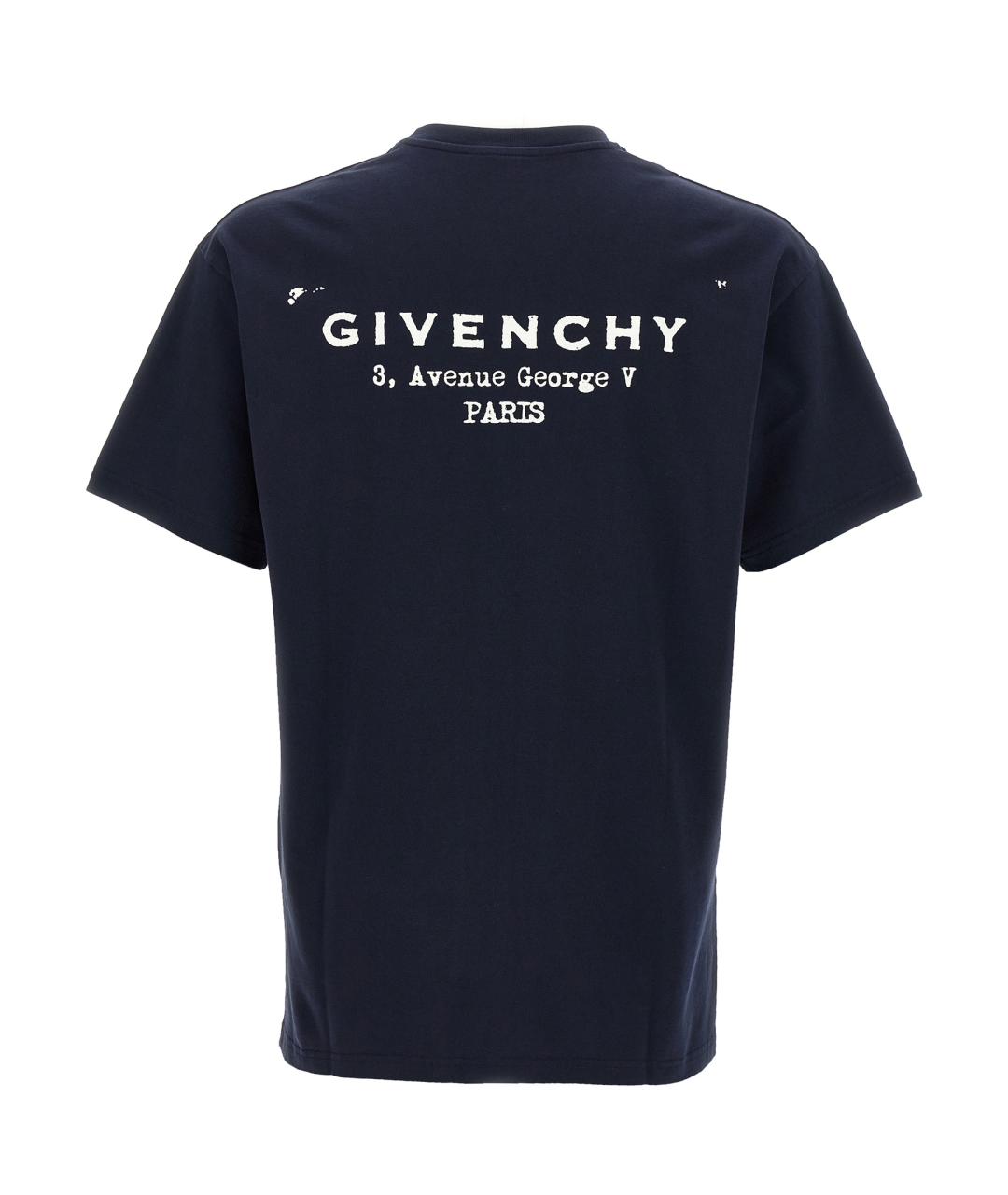 GIVENCHY Темно-синяя хлопковая футболка, фото 2