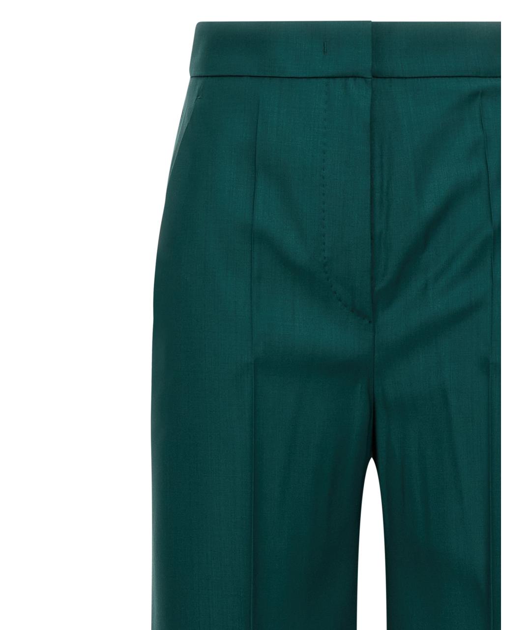 MAX MARA Зеленые шерстяные прямые брюки, фото 3