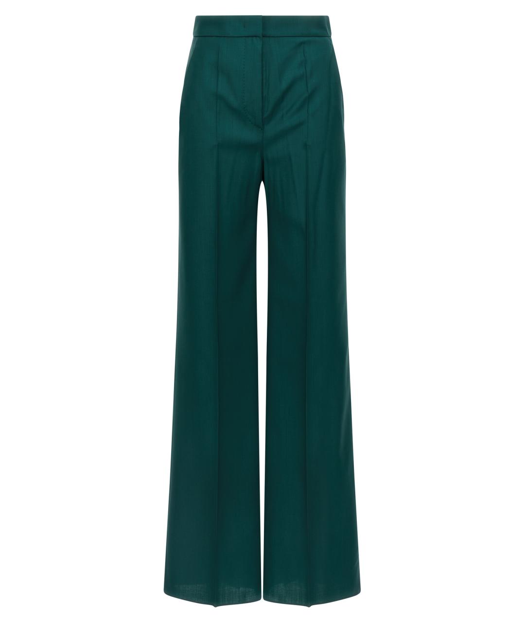 MAX MARA Зеленые шерстяные прямые брюки, фото 1