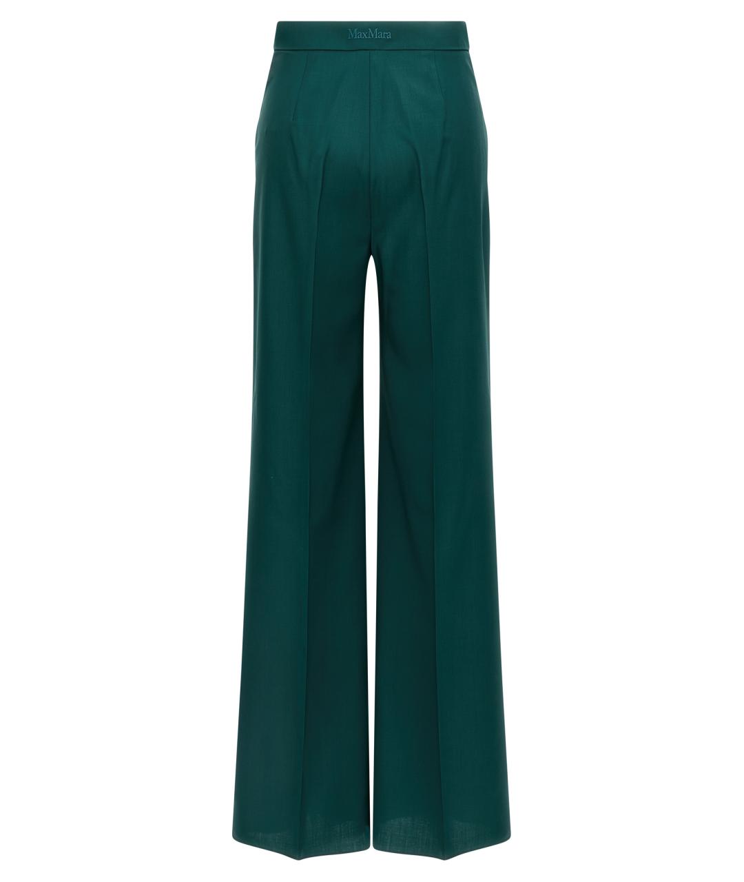 MAX MARA Зеленые шерстяные прямые брюки, фото 2