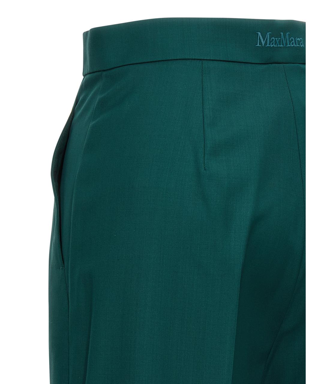 MAX MARA Зеленые шерстяные прямые брюки, фото 4