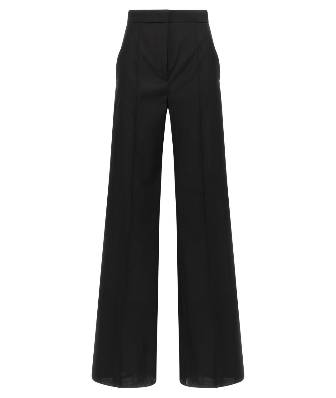 MAX MARA Черные шерстяные прямые брюки, фото 1