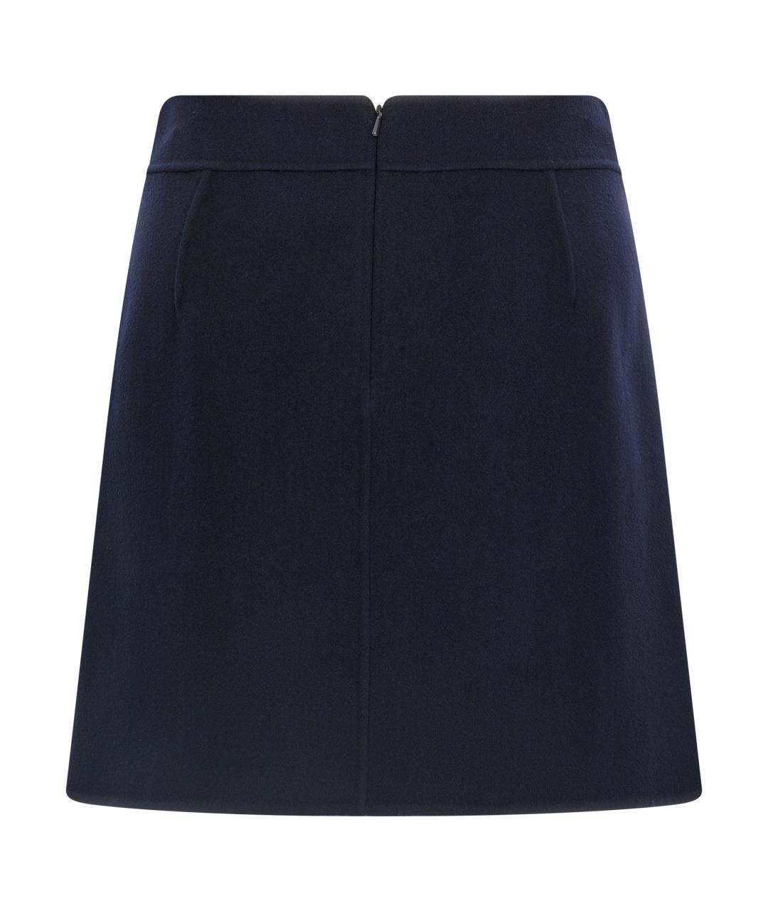 'S MAX MARA Темно-синяя шерстяная юбка мини, фото 2