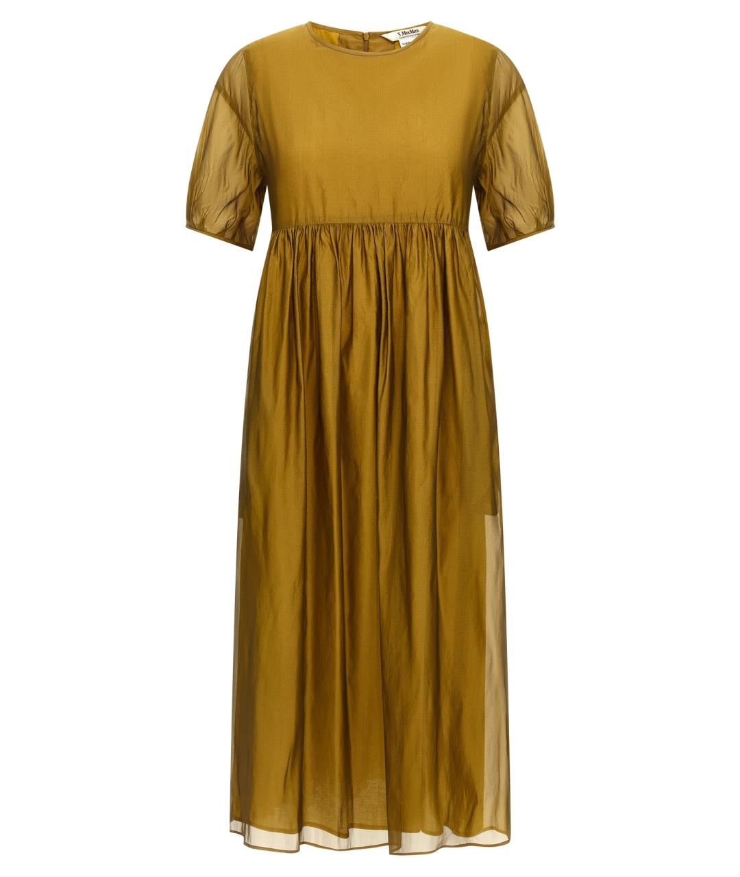 MAX MARA Желтое шелковое повседневное платье, фото 1