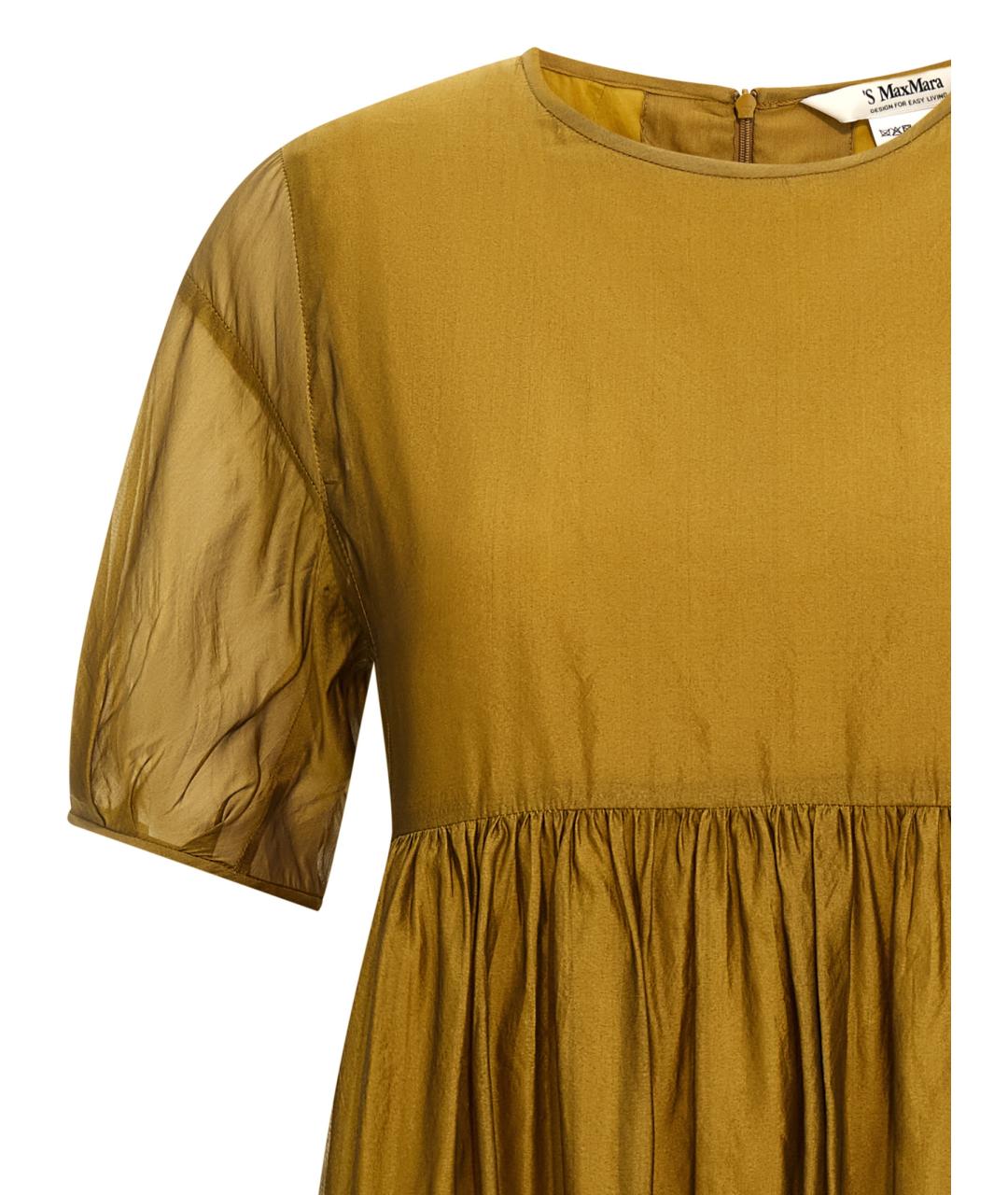MAX MARA Желтое шелковое повседневное платье, фото 3