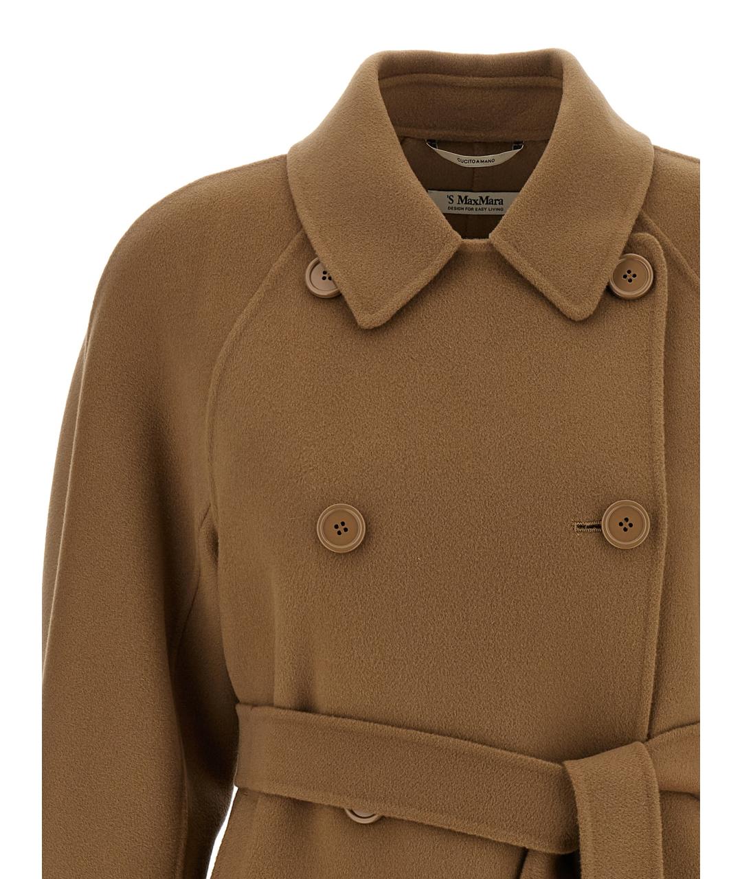 'S MAX MARA Коричневое шерстяное пальто, фото 3