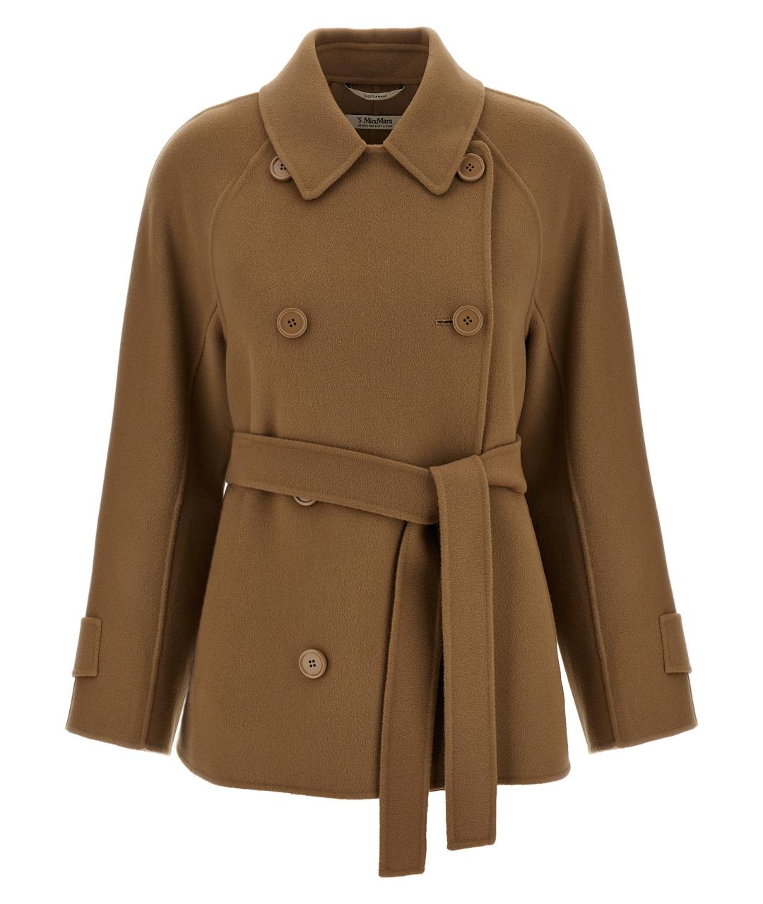 'S MAX MARA Коричневое шерстяное пальто, фото 1