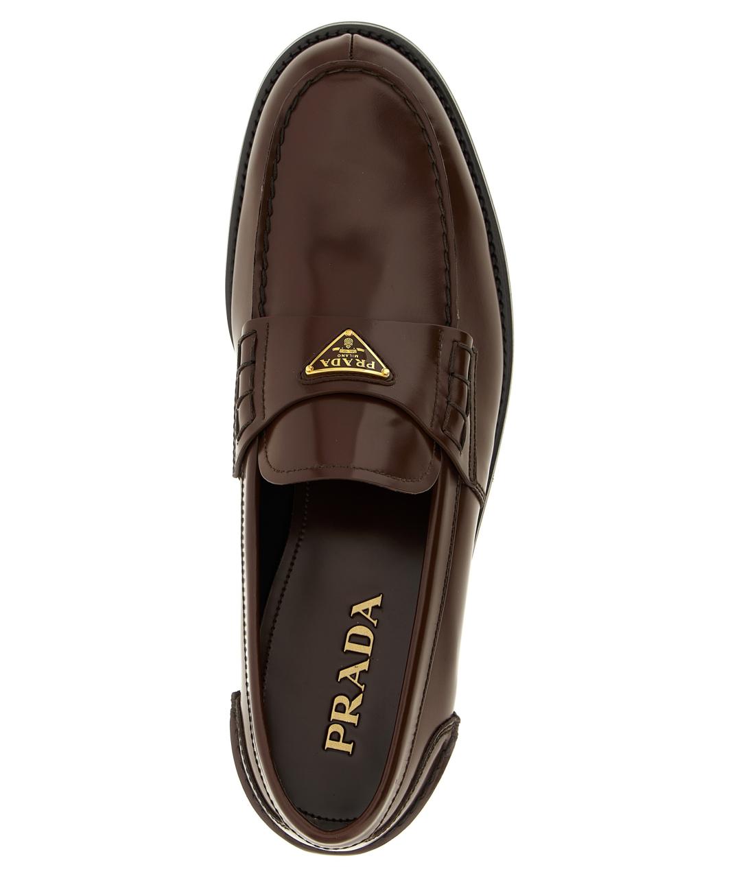 PRADA Коричневые лоферы из лакированной кожи, фото 4