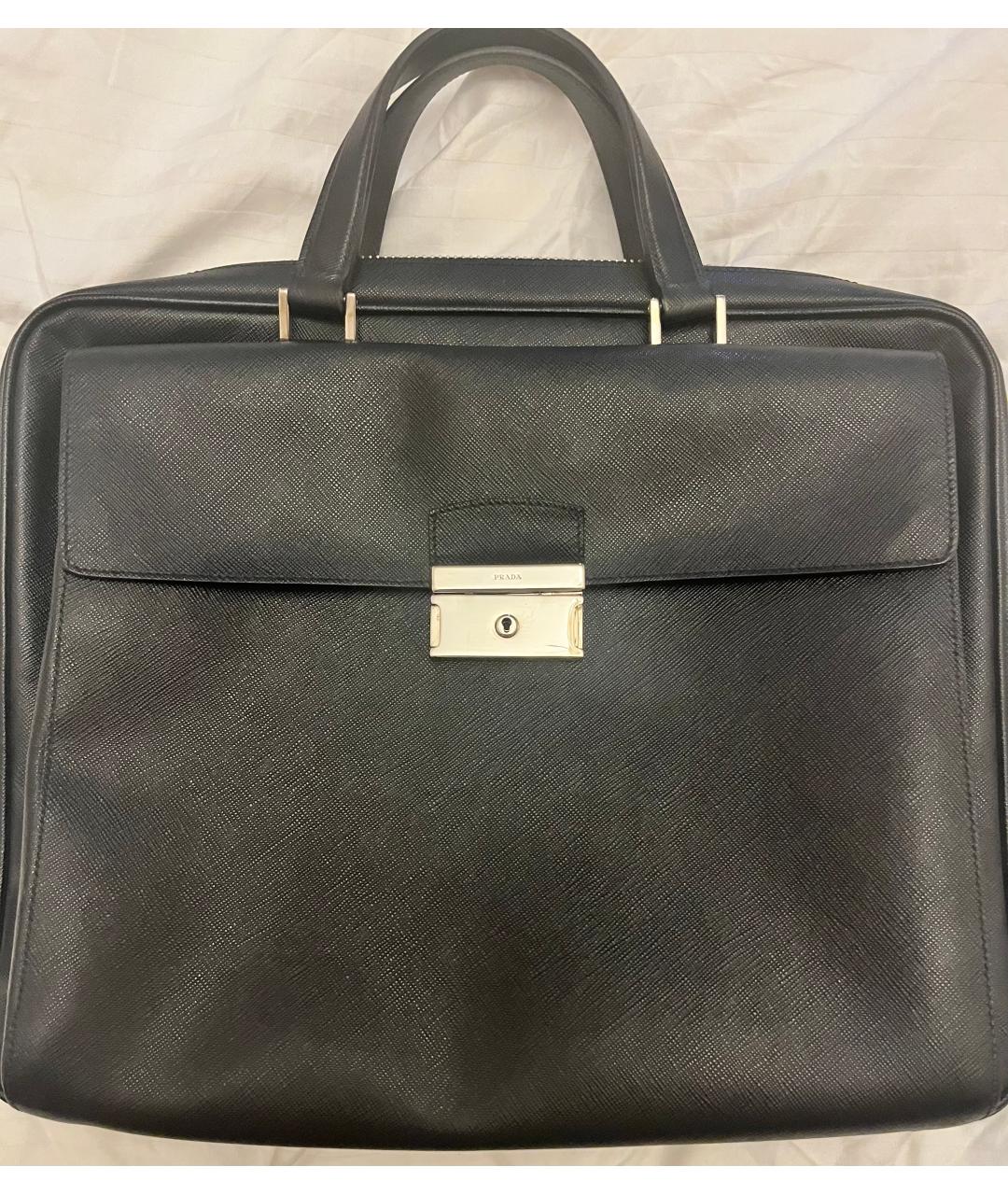 PRADA Черный кожаный портфель, фото 3