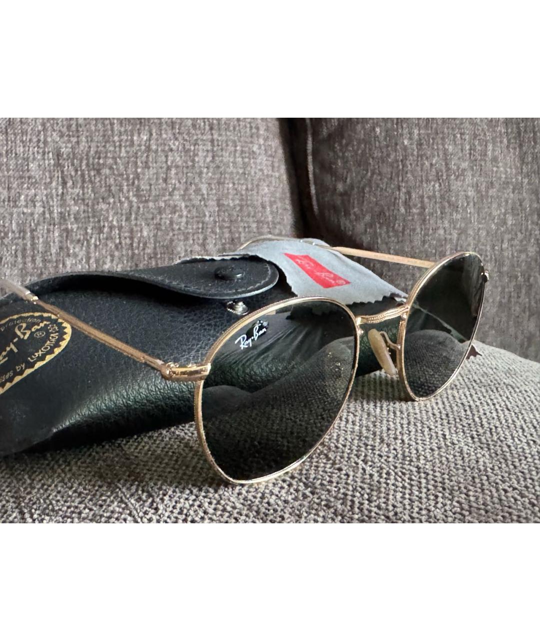 RAY BAN Золотые металлические солнцезащитные очки, фото 2