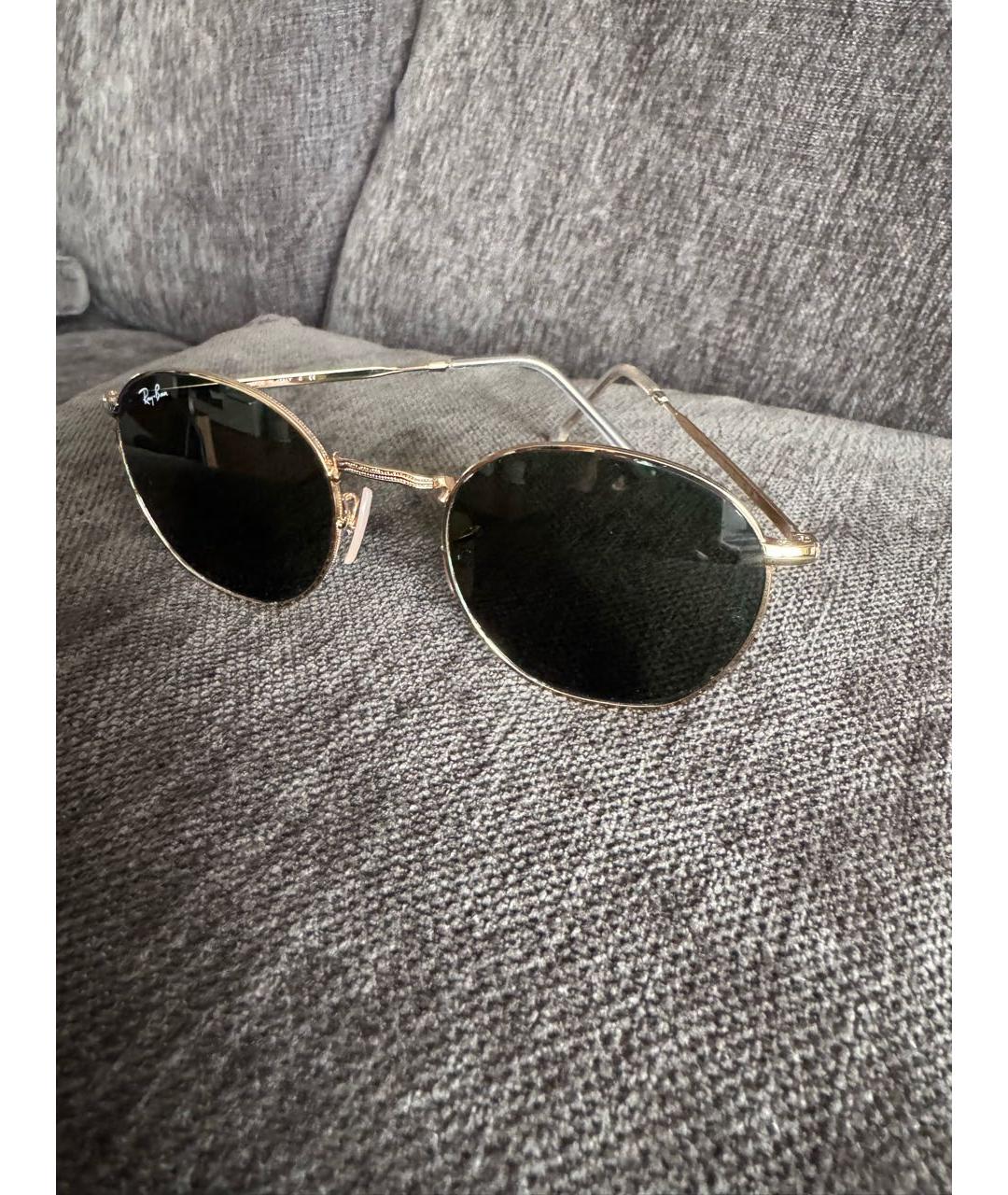 RAY BAN Золотые металлические солнцезащитные очки, фото 9