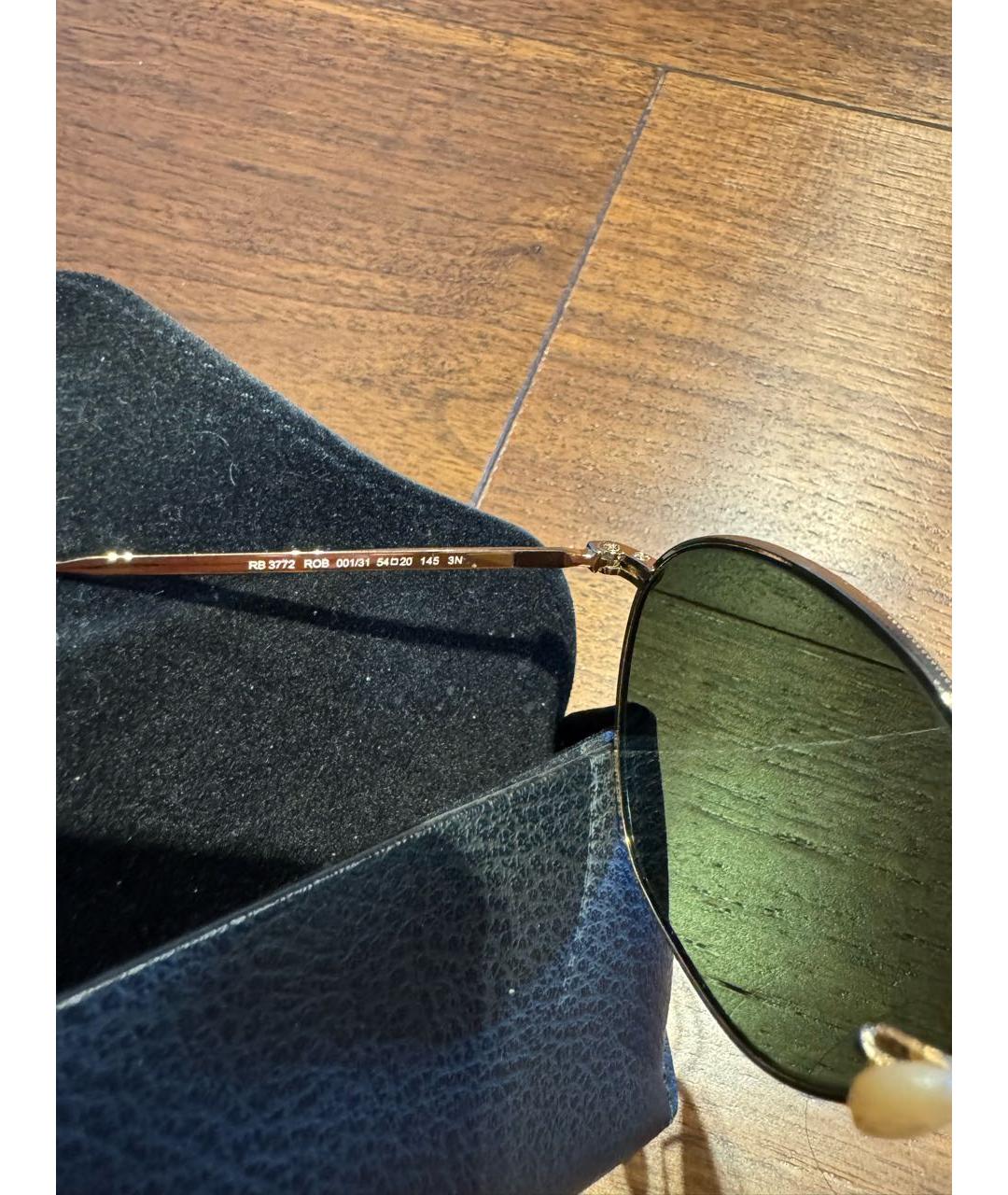 RAY BAN Золотые металлические солнцезащитные очки, фото 5