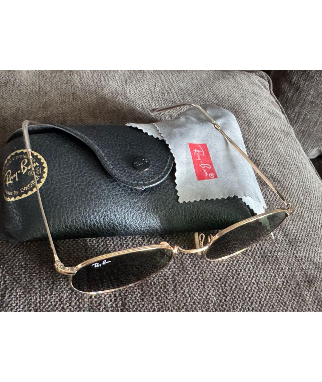 RAY BAN Золотые металлические солнцезащитные очки, фото 4