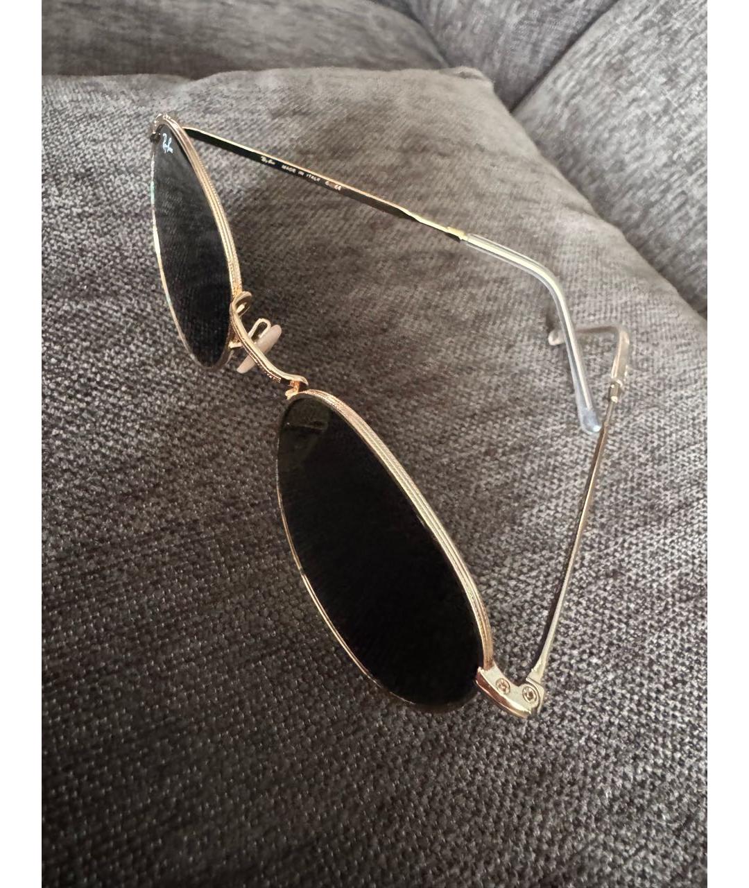 RAY BAN Золотые металлические солнцезащитные очки, фото 7