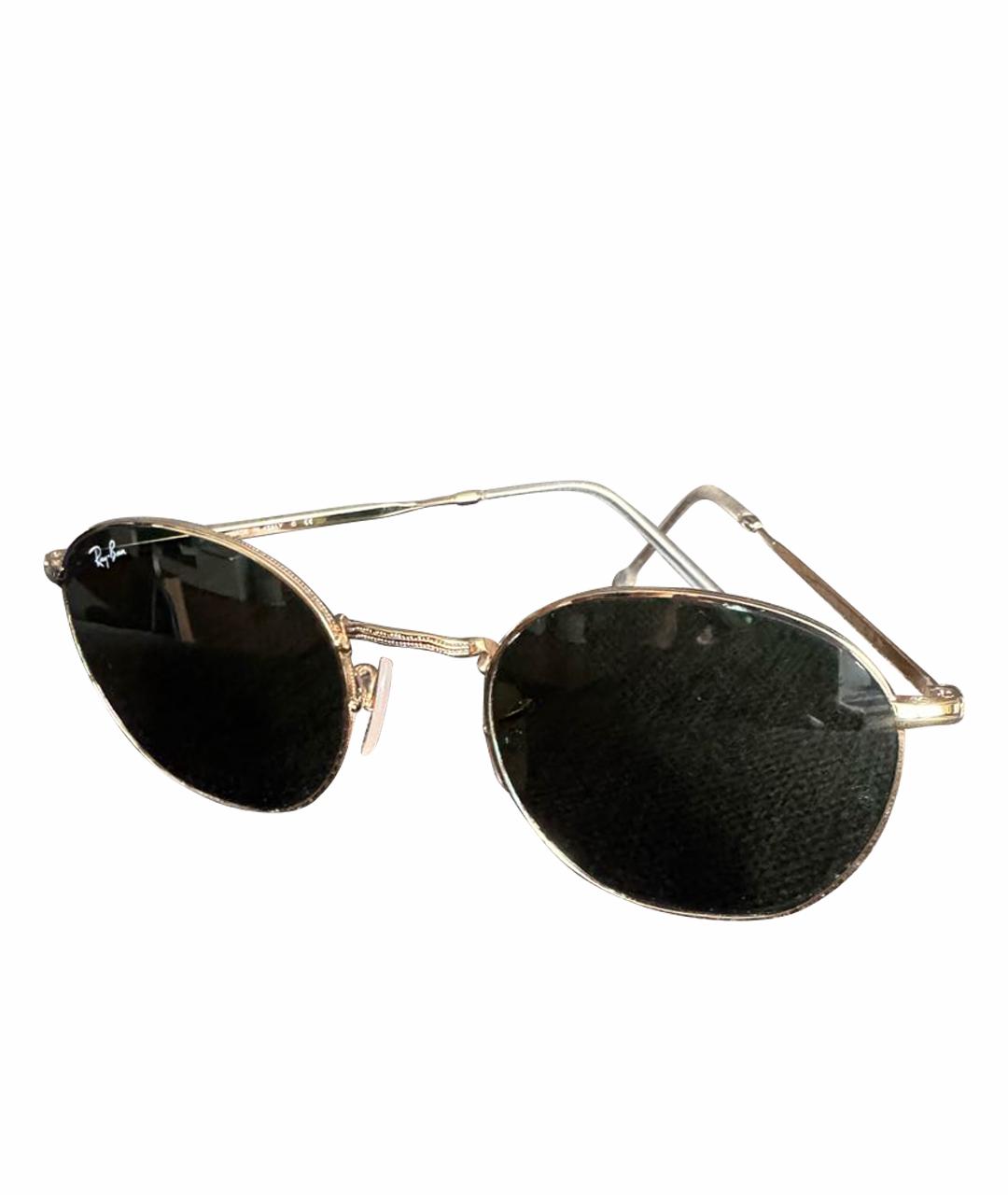 RAY BAN Золотые металлические солнцезащитные очки, фото 1
