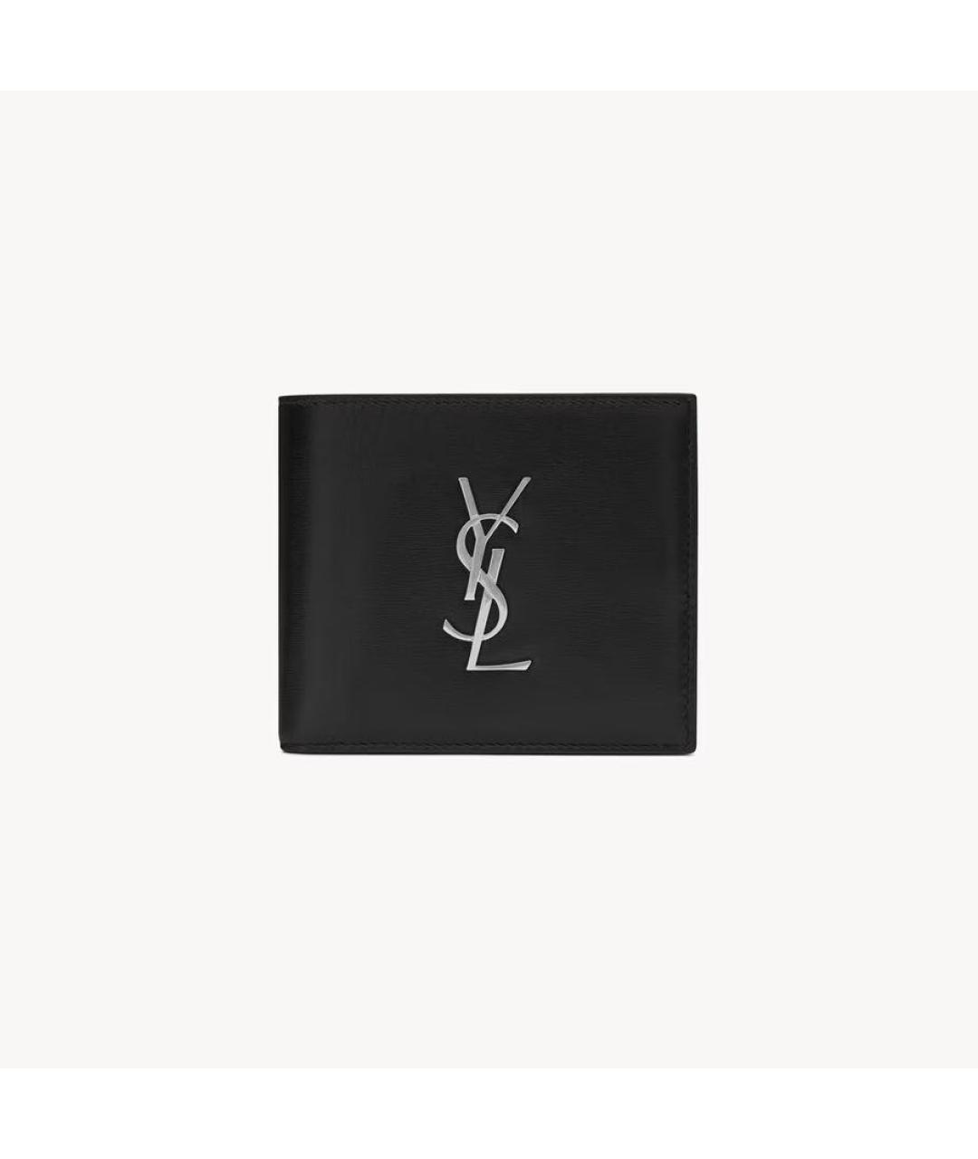 SAINT LAURENT Черный кожаный кошелек, фото 6