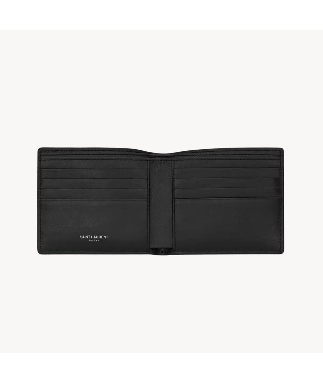 SAINT LAURENT Черный кожаный кошелек, фото 4