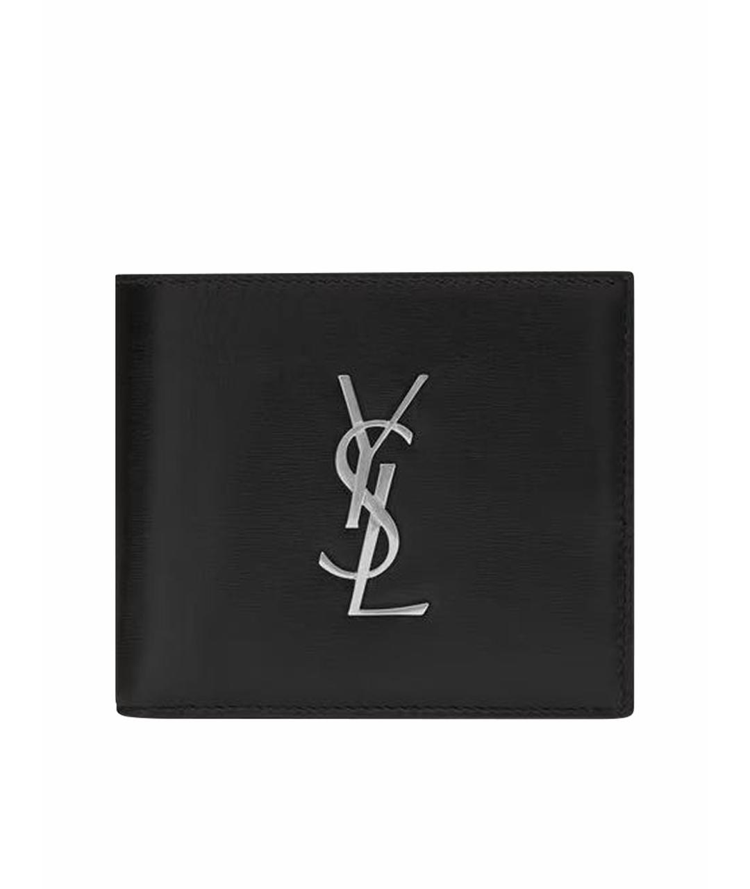 SAINT LAURENT Черный кожаный кошелек, фото 1