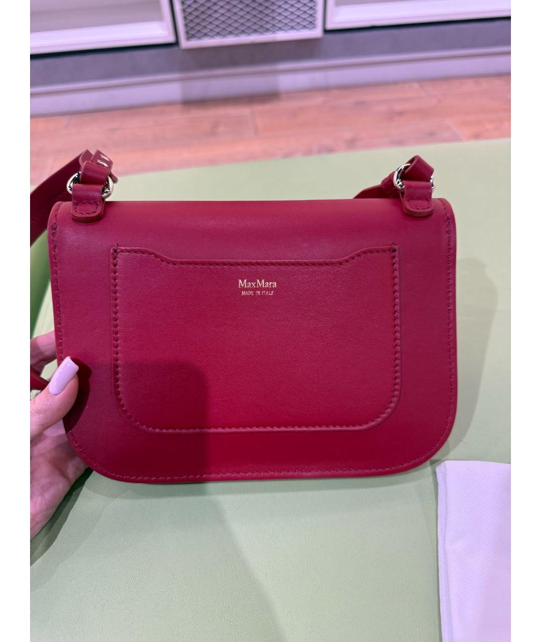 MAX MARA Красная кожаная сумка с короткими ручками, фото 3