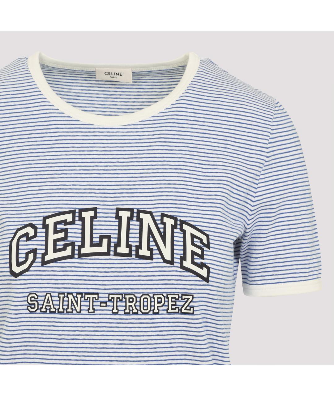 CELINE Голубая хлопковая футболка, фото 3