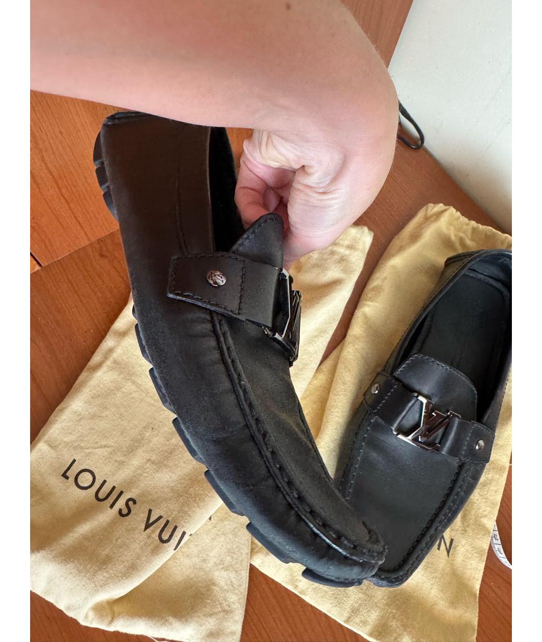LOUIS VUITTON Черные кожаные мокасины, фото 8