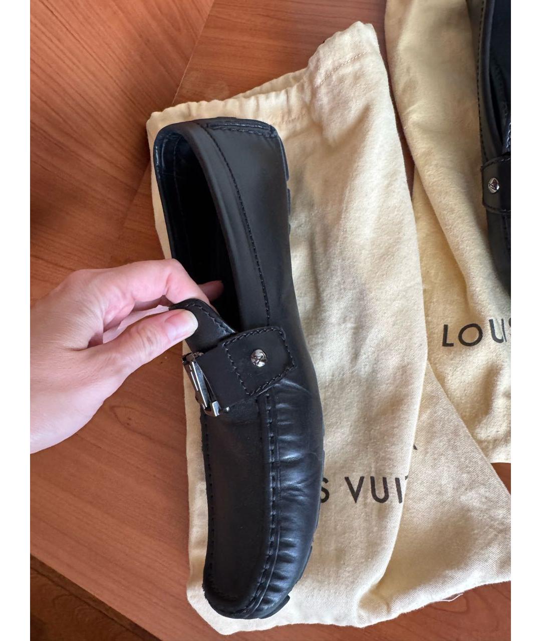 LOUIS VUITTON Черные кожаные мокасины, фото 9