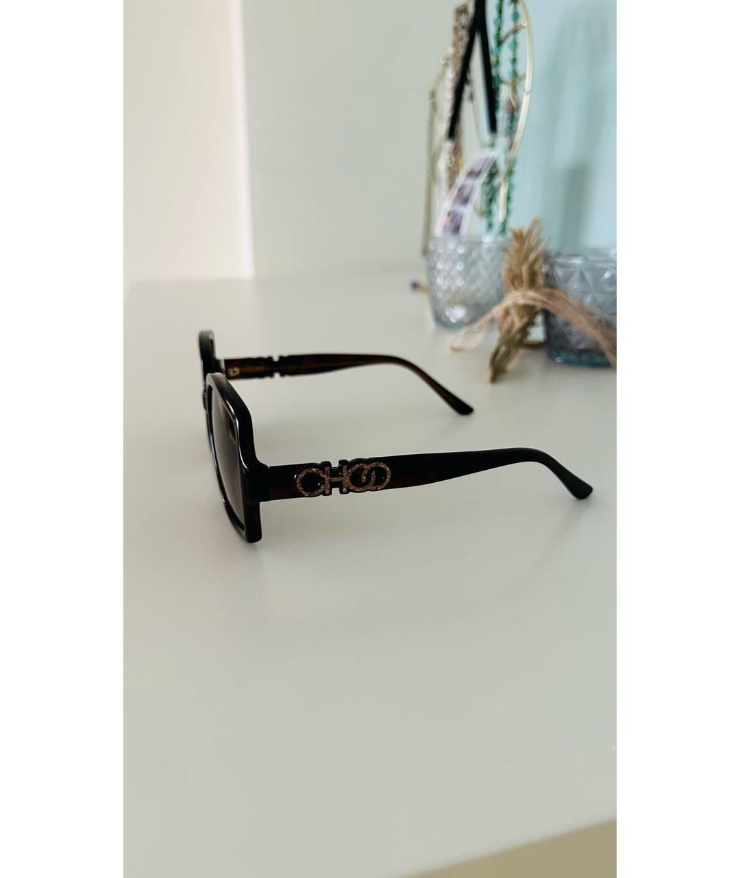 JIMMY CHOO Коричневые пластиковые солнцезащитные очки, фото 3